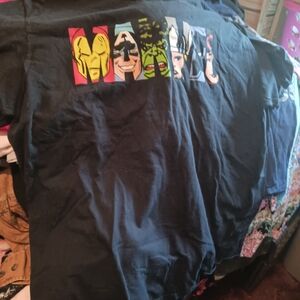 Marvel Heroes Black Tee with Colorful Faces